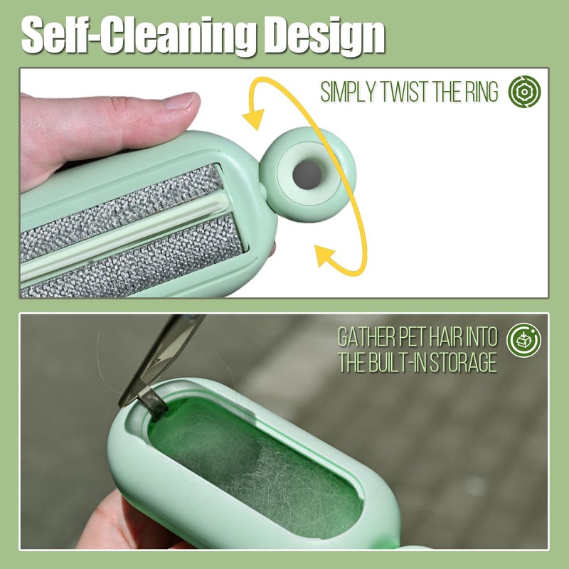 SWJDQS Lint Roller Resuable for Clothes, Magic Self- Cleaning Pet Hair Remover for Cats Dogs Fur, Portable Washable Pet Hair Removal Tool Brush for Curtain, Carpet, Bedding, Sofa, Couch, Green - Image 3